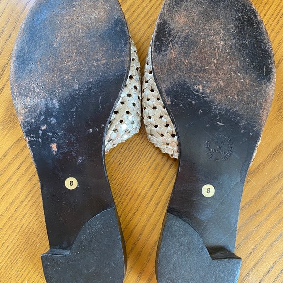 Vintage Stephane Kelian Gold Weave Sandals Sz 8 - Picture 6 of 9